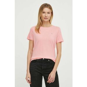 Tommy Jeans tricou din bumbac femei, culoarea roz imagine