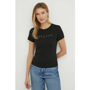 Tommy Jeans tricou din bumbac femei, culoarea negru DW0DW17827 imagine