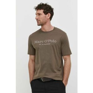 Marc O'Polo tricou din bumbac barbati, culoarea maro, cu imprimeu imagine