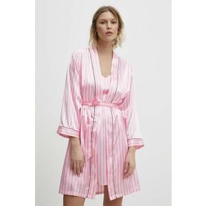 Answear Lab compleu pijama culoarea roz, satin imagine