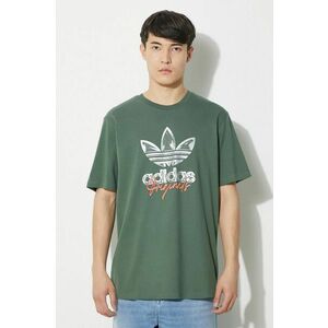 adidas Originals tricou din bumbac barbati, culoarea verde, cu imprimeu, IS0228 imagine