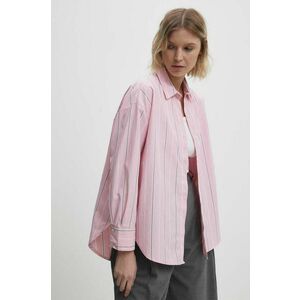 Answear Lab camasa din bumbac femei, culoarea roz, cu guler clasic, relaxed imagine