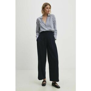 Answear Lab pantaloni femei, culoarea albastru marin, lat, high waist imagine
