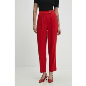 Answear Lab pantaloni femei, culoarea rosu, fason tigareta, high waist imagine