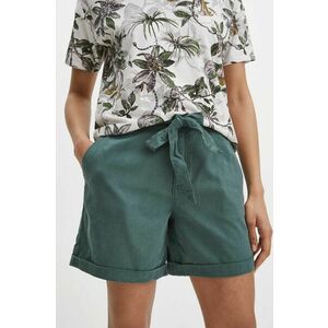 Medicine pantaloni scurti femei, culoarea verde, neted, high waist imagine