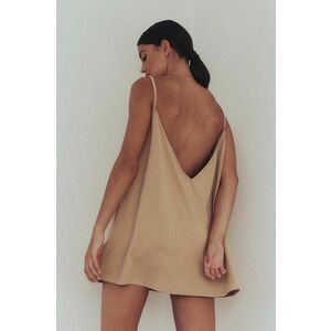 MUUV. rochie din bumbac sukienka #SURFGIRL culoarea bej, mini, oversize imagine