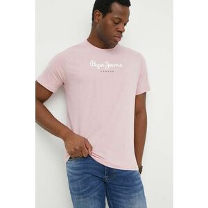 Pepe Jeans tricou din bumbac Eggo barbati, culoarea roz, cu imprimeu imagine