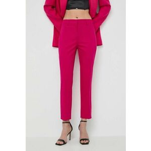 Weekend Max Mara pantaloni femei, culoarea roz, fason tigareta, high waist imagine
