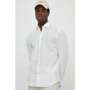BOSS cămașă de in culoarea alb, cu guler clasic, regular 50513661 imagine