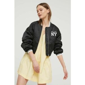 Tommy Jeans geaca bomber femei, culoarea negru, de iarna, oversize imagine