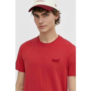 Superdry tricou din bumbac barbati, culoarea rosu, cu imprimeu imagine