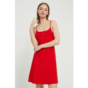 Tommy Jeans rochie culoarea roșu, mini, evazați DW0DW17988 imagine
