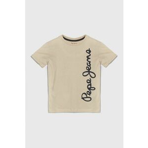 Pepe Jeans tricou de bumbac pentru copii WALDO culoarea bej, cu imprimeu imagine