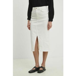 Answear Lab fusta jeans culoarea alb, midi, drept imagine