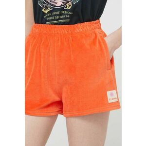 Billabong pantaloni scurti femei, culoarea portocaliu, cu imprimeu, high waist, EBJNS00108 imagine