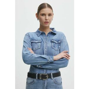 Answear Lab camasa jeans femei, cu guler clasic, regular imagine