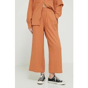 Billabong pantaloni de bumbac Follow Me culoarea portocaliu, lat, high waist, ABJNP00420 imagine