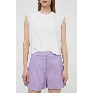 Silvian Heach pantaloni scurti din in culoarea violet, neted, high waist imagine