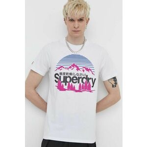 Tricou bărbătesc alb cu imprimeu Superdry - M imagine
