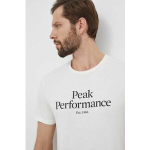 Peak Performance tricou din bumbac barbati, culoarea alb, cu imprimeu imagine