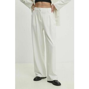 Answear Lab pantaloni femei, culoarea alb, high waist imagine