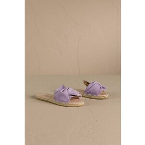 Manebi papuci din piele Hamptons Sandals With Knot femei, culoarea violet, W 1.3 JK imagine