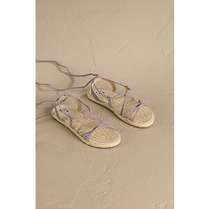 Manebi sandale din piele intoarsa Lace-Up Sandals femei, culoarea violet, P 7.4 Y0 imagine
