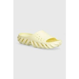 Crocs papuci Echo Slide femei, culoarea galben, cu platforma, 208170 imagine
