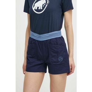LA Sportiva pantaloni scurti Joya femei, culoarea albastru marin, neted, medium waist, O72643644 imagine