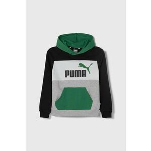 Puma bluza copii ESS BLOCK TR B culoarea verde, cu glugă, modelator imagine