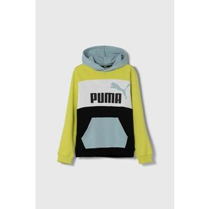 Puma bluza copii ESS BLOCK TR B culoarea galben, cu glugă, modelator imagine