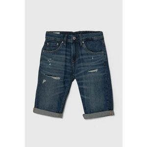 Pepe Jeans pantaloni scurti din denim pentru copii SLIM SHORT REPAIR JR culoarea albastru marin, talie reglabila imagine
