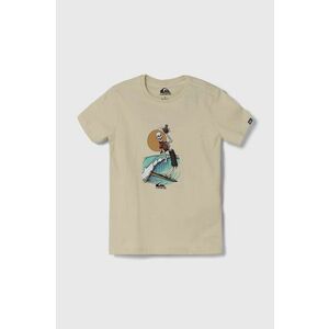 Quiksilver tricou de bumbac pentru copii NEVERENDINGSURF culoarea bej, cu imprimeu imagine