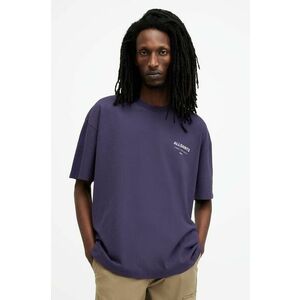AllSaints tricou din bumbac UNDERGROUND SS CREW barbati, culoarea violet, cu imprimeu imagine