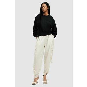 AllSaints pantaloni femei, culoarea alb, lat, high waist imagine