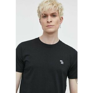 Abercrombie & Fitch tricou din bumbac barbati, culoarea negru, neted imagine