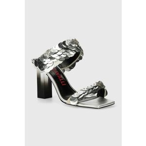 Just Cavalli papuci femei, culoarea argintiu, cu toc drept, 76RA3S31 imagine