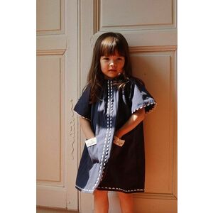 Konges Sløjd rochie din bumbac pentru copii culoarea albastru marin, mini, evazati imagine