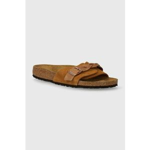 Birkenstock papuci din piele Pula Braided femei, culoarea maro, 1026742 imagine