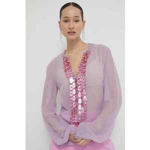 Blugirl Blumarine bluză femei, culoarea violet, cu imprimeu RA4137.T3854 imagine