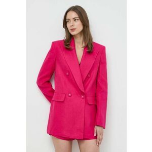 Luisa Spagnoli sacou de in VELINA culoarea roz, cu doua randuri de nasturi, neted, 540685 imagine