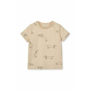 Liewood tricou din bumbac pentru bebelusi Apia Baby Printed Shortsleeve T-shirt culoarea bej, modelator imagine