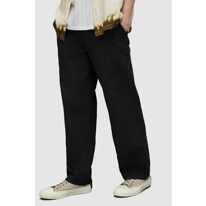 AllSaints pantaloni din amestec de in HANBURY TROUSERS culoarea negru, drept, MF080Y imagine