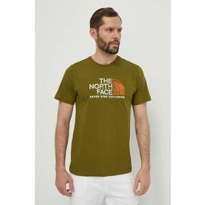 The North Face tricou din bumbac barbati, culoarea verde, cu imprimeu, NF0A87NWPIB1 imagine