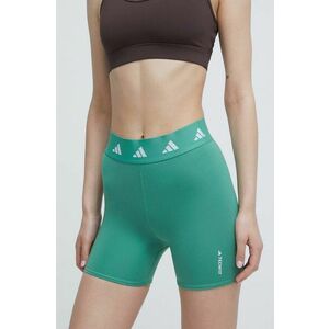 adidas Performance pantaloni scurți de antrenament Techfit culoarea verde, cu imprimeu, high waist, IU1853 imagine