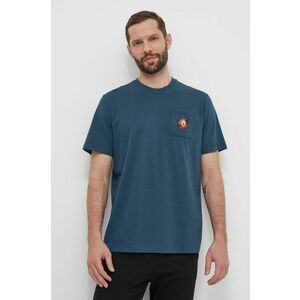 adidas Originals tricou din bumbac barbati, culoarea turcoaz, cu imprimeu, IS2919 imagine