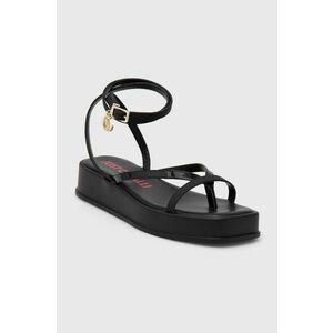 Just Cavalli sandale de piele femei, culoarea negru, cu platforma, 76RA3S75 imagine