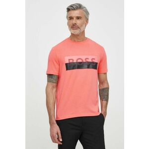 BOSS Green tricou bărbați, culoarea roz, cu imprimeu 50512998 imagine