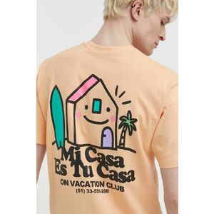 On Vacation tricou din bumbac Mi Casa culoarea portocaliu, cu imprimeu, OVC T149 imagine