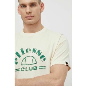 Ellesse tricou din bumbac Club T-Shirt barbati, culoarea bej, cu imprimeu, SHV20259 imagine